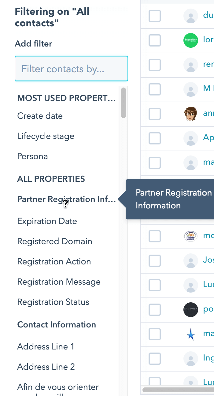 filtration contact HubSpot