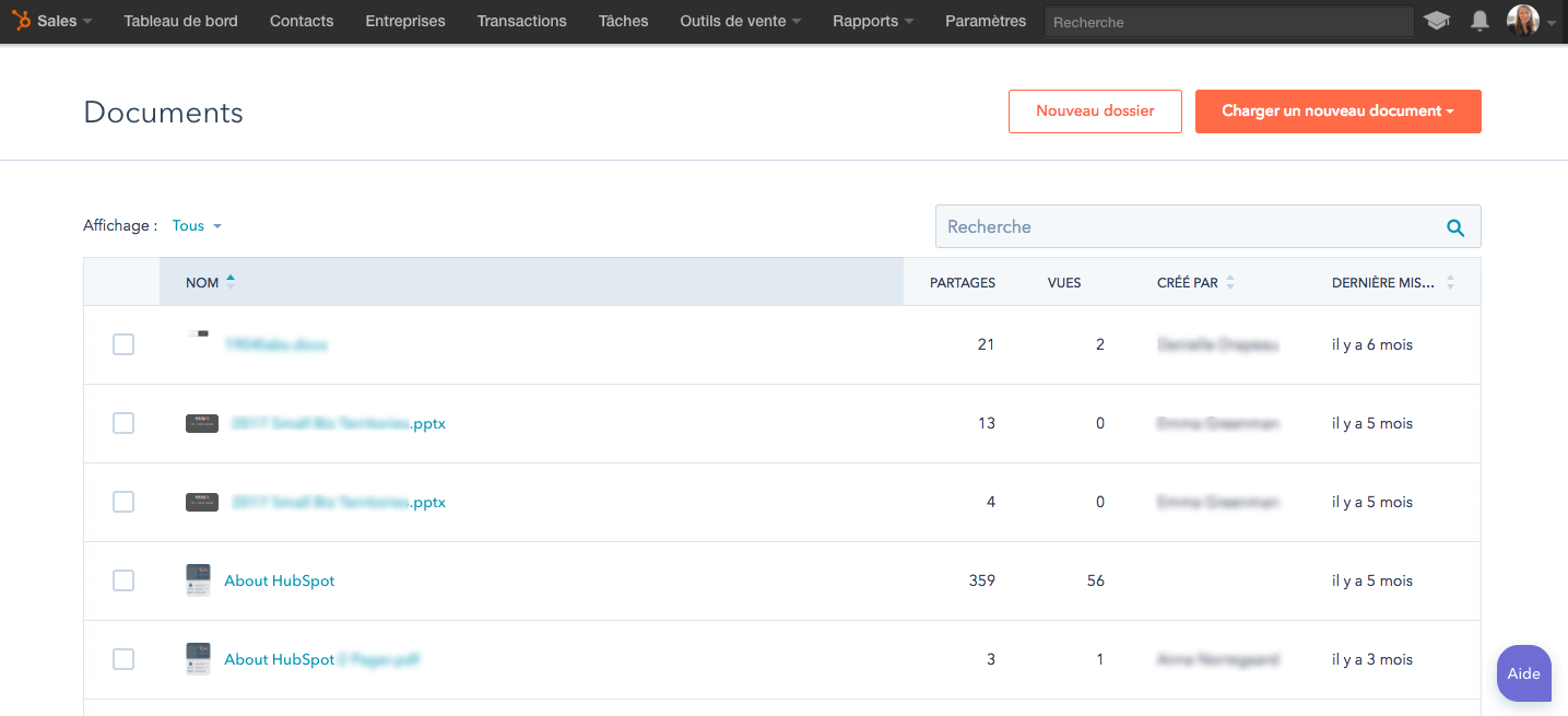 suivi des documents HubSpot