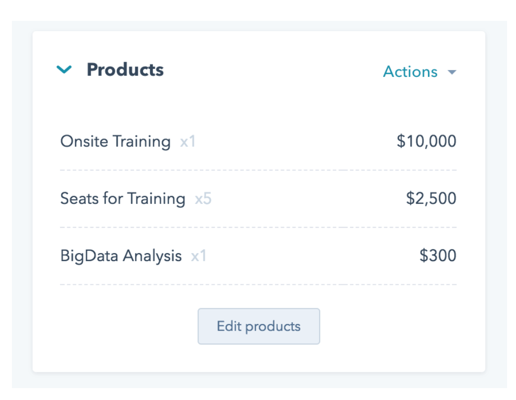 catalogue de produit HubSpot