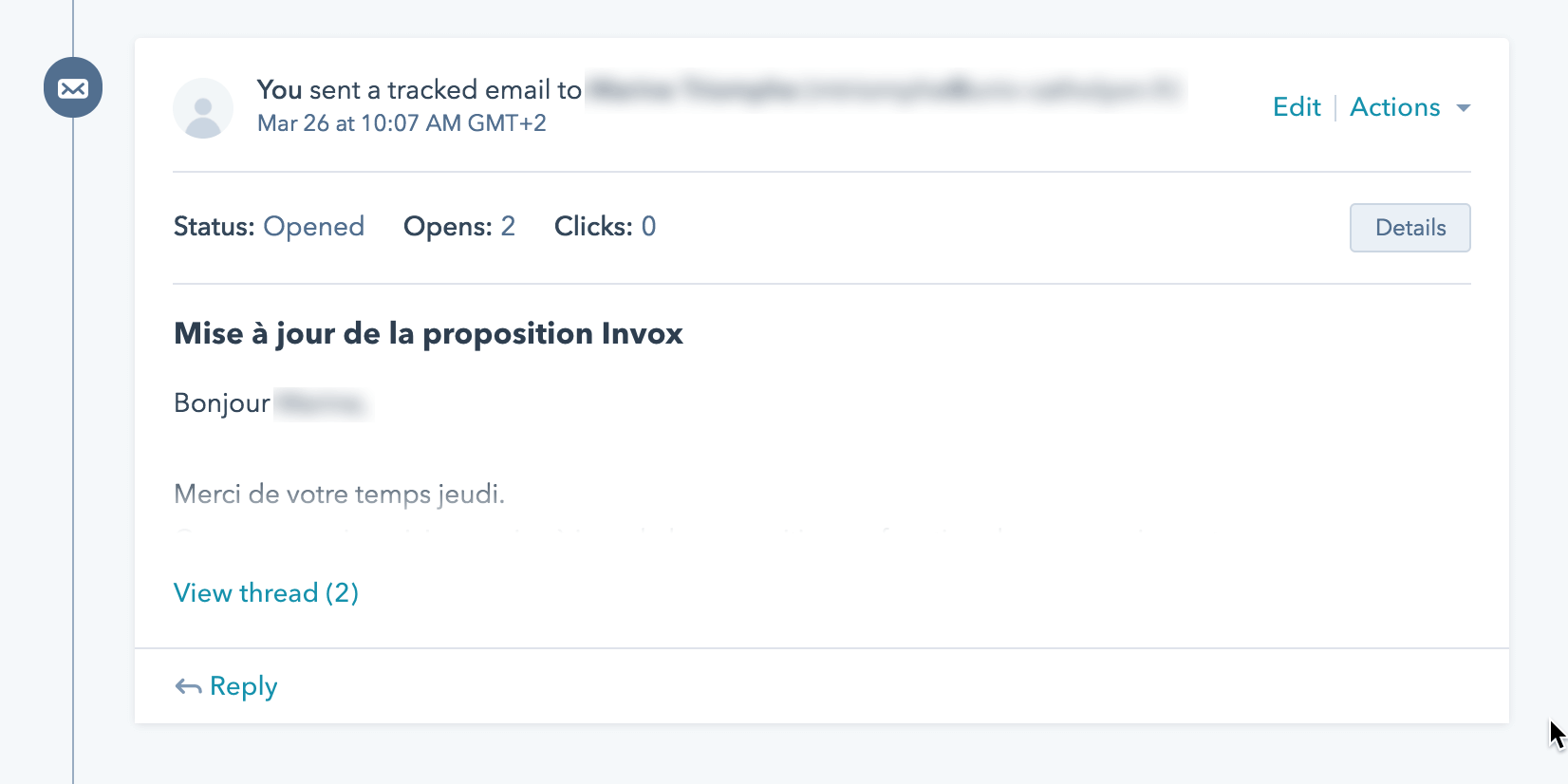 ouverture propale tracking HubSpot