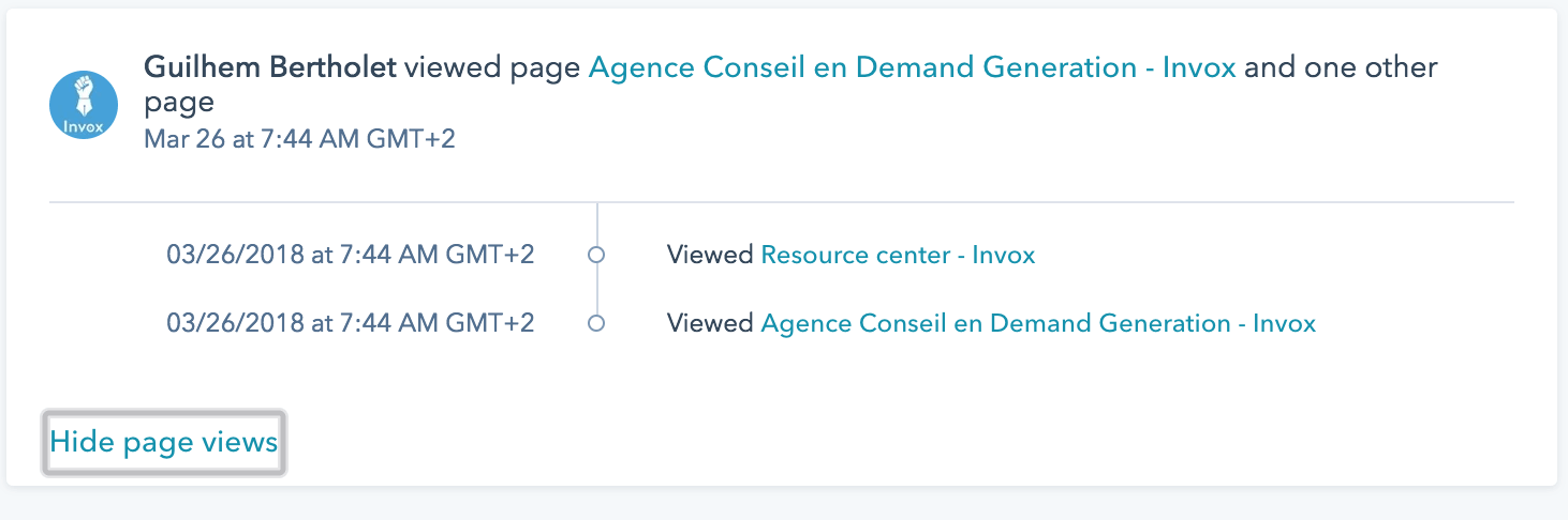 tracking timeline HubSpot