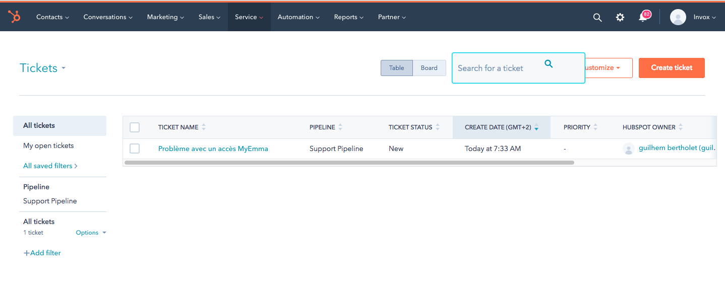 Tickets HubSpot Service