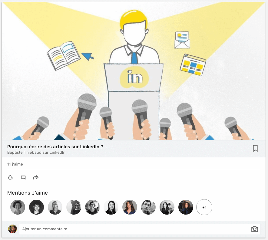 les premiers like d'un article LinkedIn