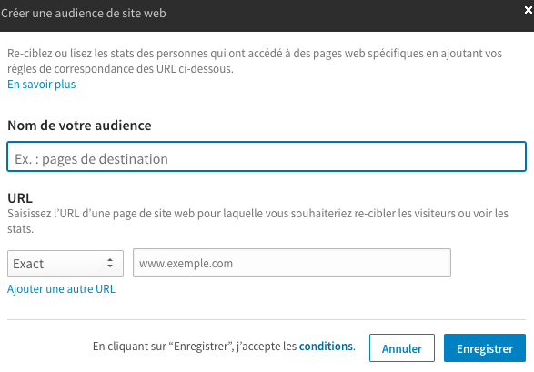 créer une audience de site web : demand generation avec linkedin