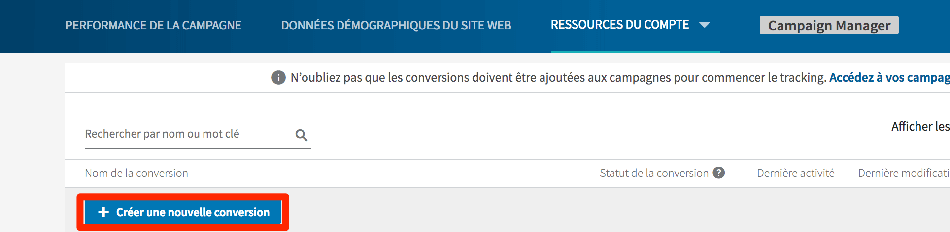 Créer une nouvelle conversion : Demand Generation avec LinkedIn insight tag