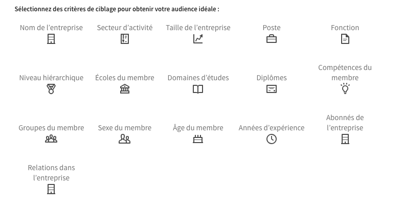Content Marketing et Social Media : exemple d’un ciblage possible pour une campagne LinkedIn