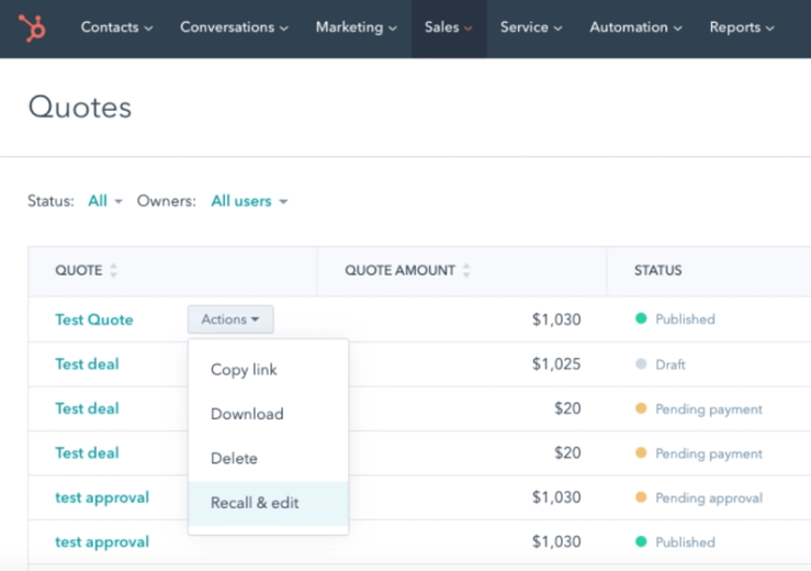 hubspot quotes