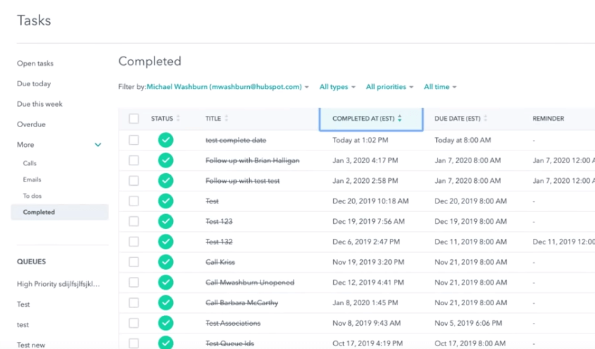 hubspot tasks