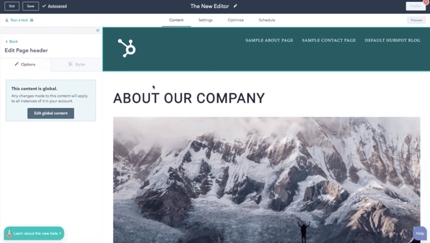 hubspot content editor update