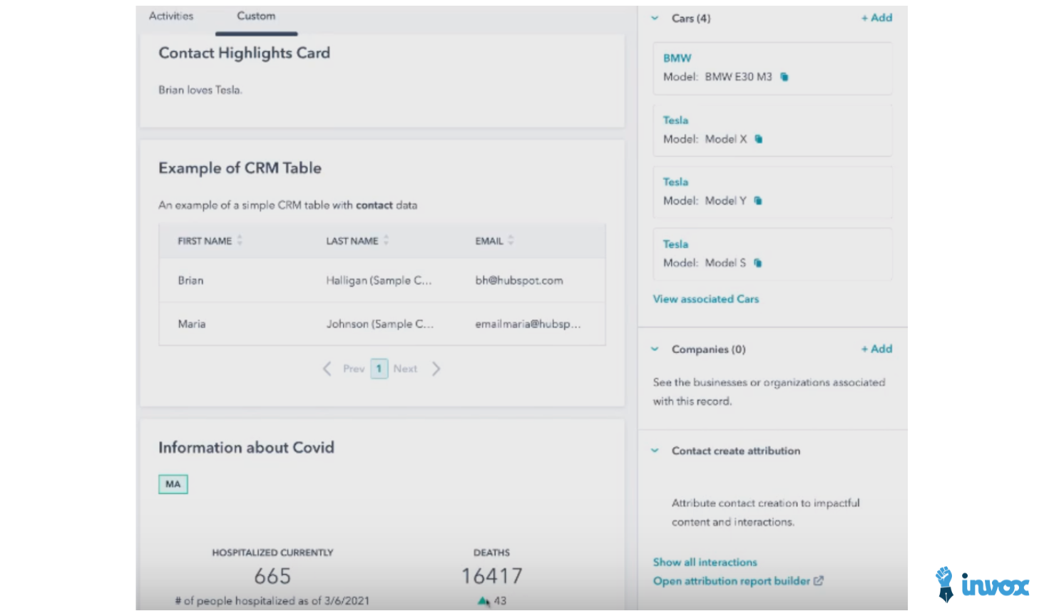 captures d'écran de la plateforme hubspot