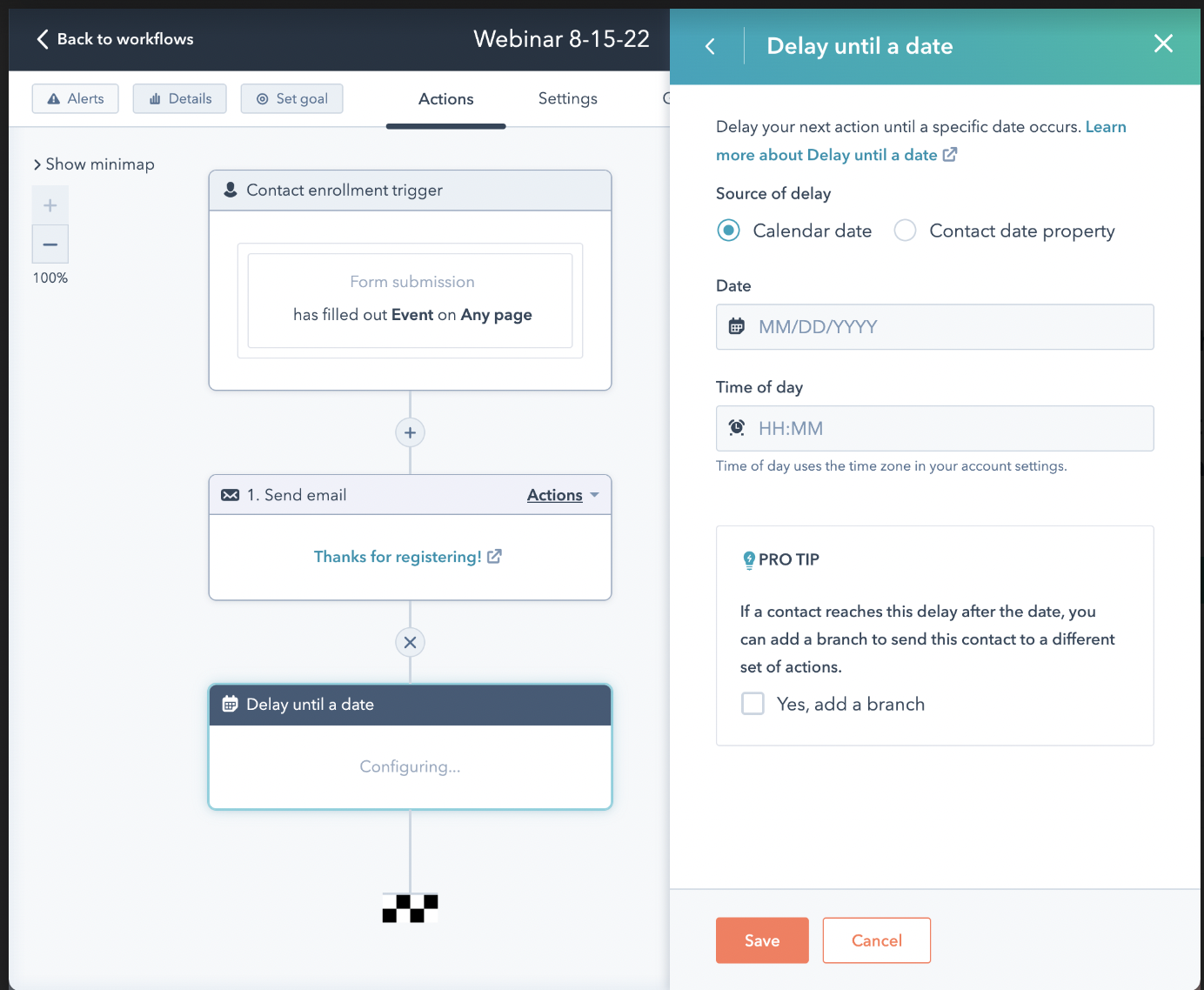 Workflows et délais de date