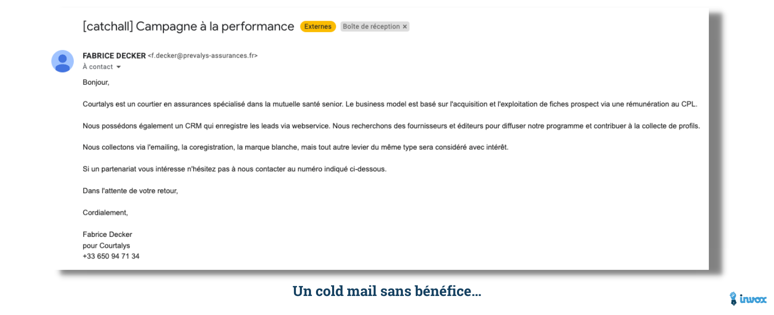 Un cold mail sans bénéfice…