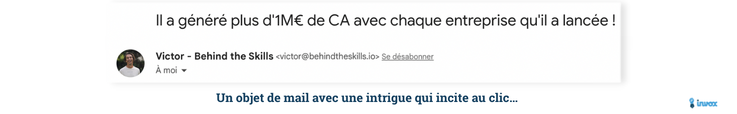 Un objet de mail avec une intrigue qui incite au clic… (sacré pote à clic ce Victor)