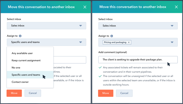 Transfert fluide des conversations