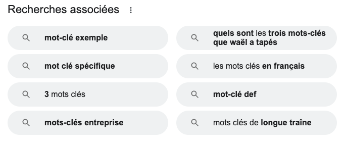 Recherches associées Google
