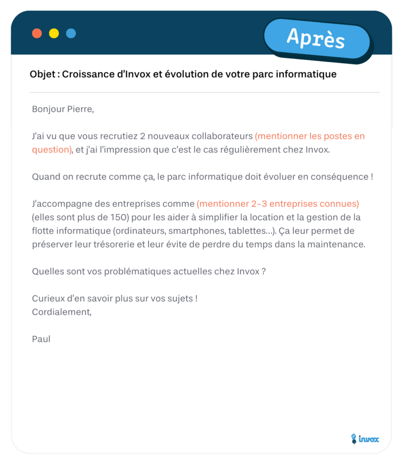 Cold mail n°1 prise de contact - Après