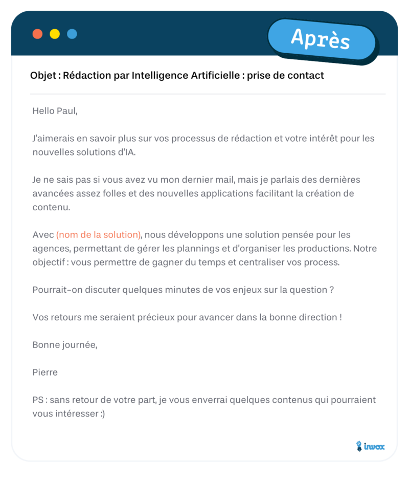 Cold mail n° 4 dernière relance - Après