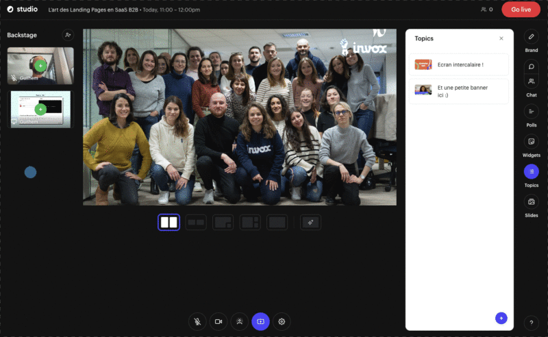 Logiciel de webinaire Contrast : exemple de live