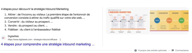 Featured Snippet sous forme de liste