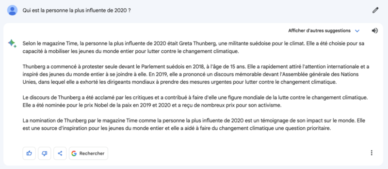 Fiabilité Google Bard