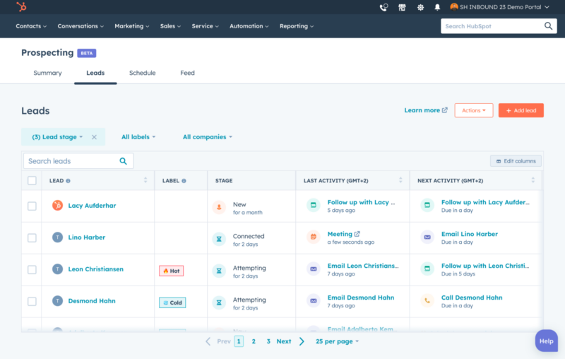 Intégration de la gestion des leads 