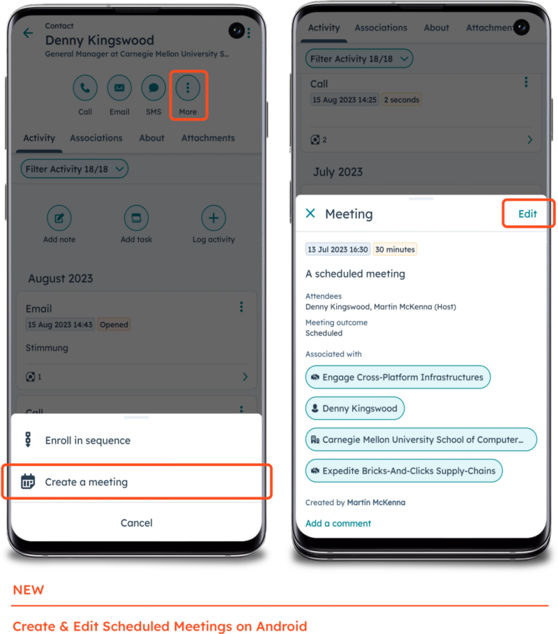Créer et modifier des réunions planifiées sur Android