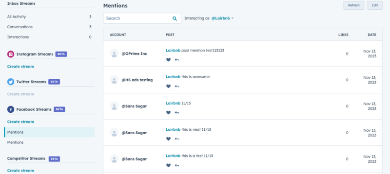 Gérer les mentions Facebook - Hubspot News Décembre 2023