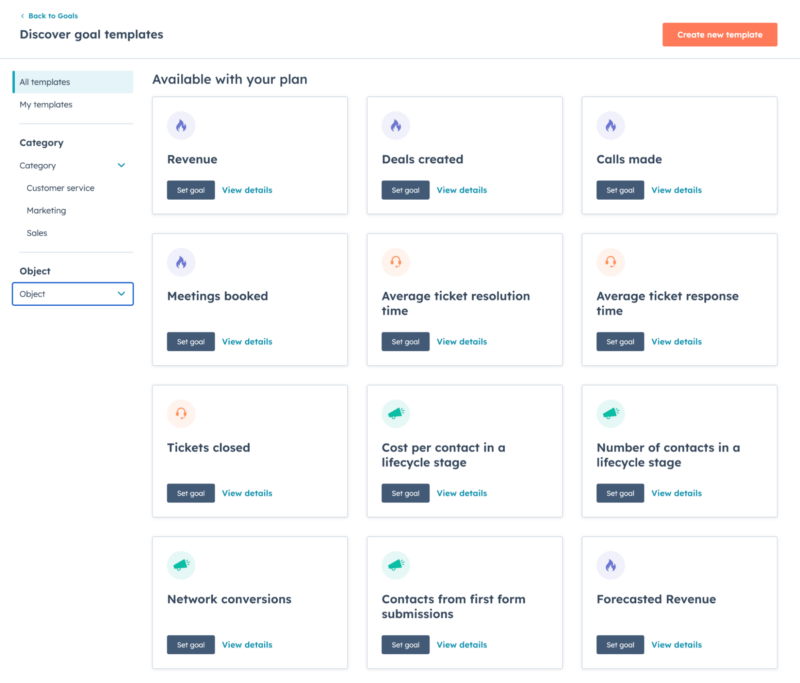 De nouveaux modèles d'objectifs - Hubspot News Décembre 2023