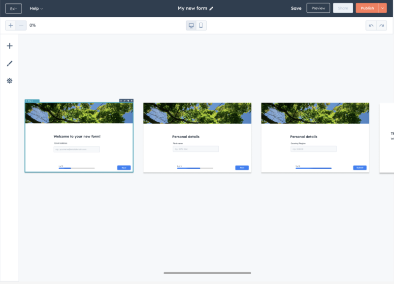 Plusieurs étapes de soumissions HubSpot