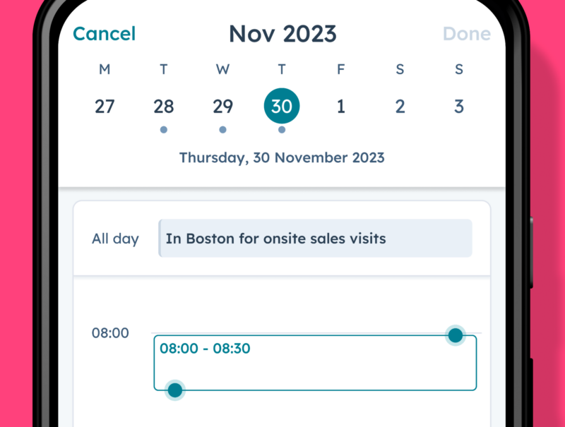 Prise de rendez-vous sur téléphone HubSpot