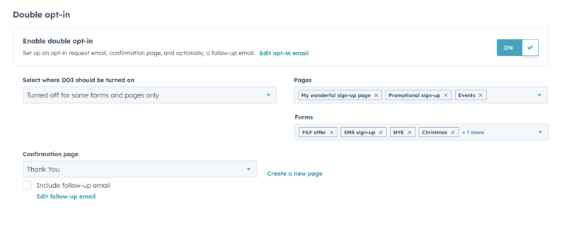 Double configuration d'inscription HubSpot