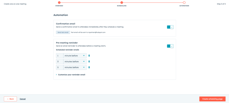HubSpot : rappels personnalisés