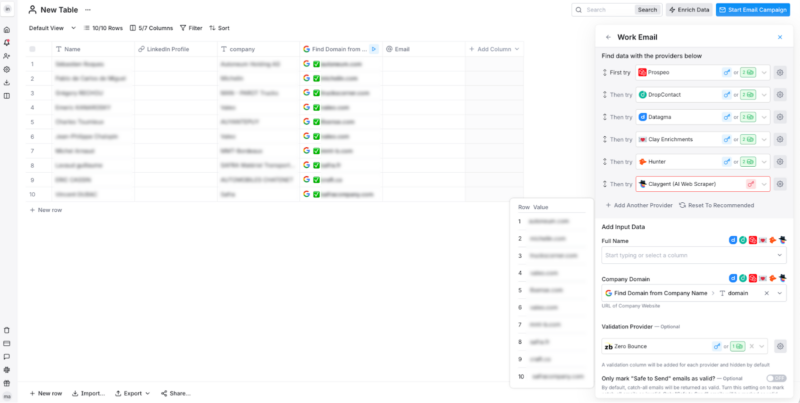 Enrichissement d’emails « en cascade »